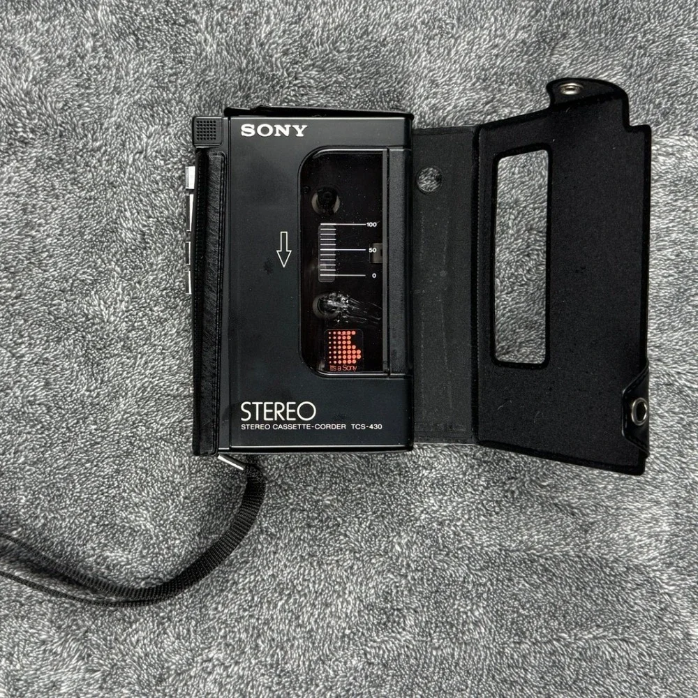 Sony TCS-430 Stereo Cassette-Corder Vintage Portable Tape Recorder Black Case